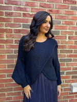Navy Knitted Wrap Jumper Nell